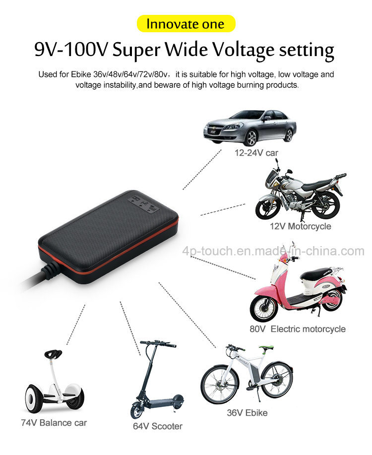 超级宽电压9-100V防水GPS跟踪器，用于电子自行车T108